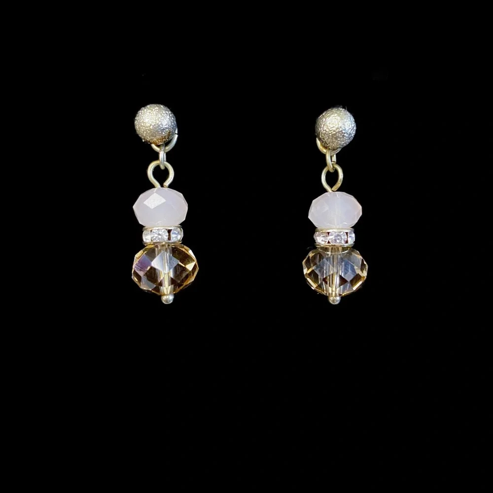 Peachy Jeweled Drop-down Earrings